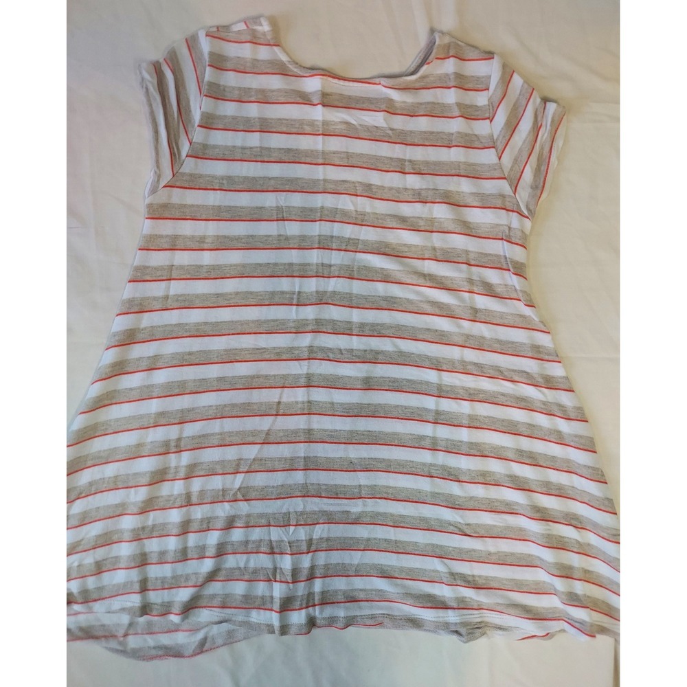 Puella Womens Small Striped A-Line Tunic Top Short Sleeve‎ Tan Orange White USA